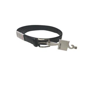 XL 42-44 Nine West Mens New Black Vegan Leather Belt 1.25" Width